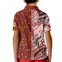 Tonga Language Week Kid Polo Shirt Ngatu Pattern and Tongan Alphabet - Polynesian Pride