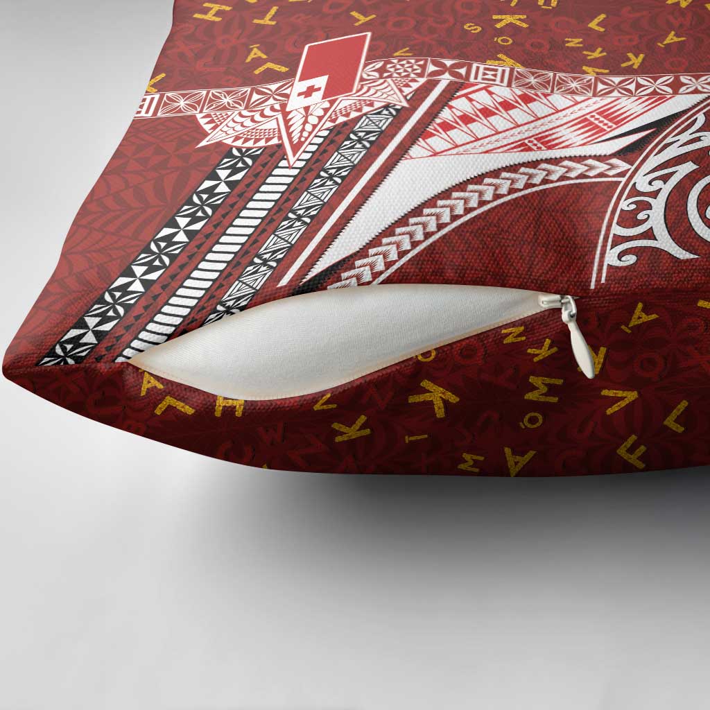 Tonga Language Week Pillow Cover Ngatu Pattern and Tongan Alphabet - Polynesian Pride