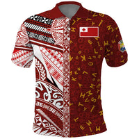 Tonga Language Week Polo Shirt Ngatu Pattern and Tongan Alphabet - Polynesian Pride