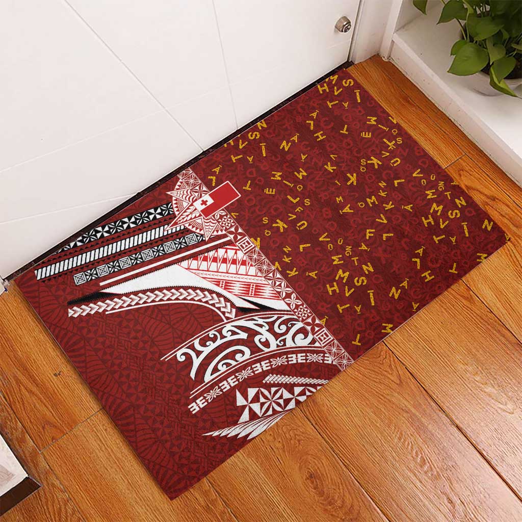 Tonga Language Week Rubber Doormat Ngatu Pattern and Tongan Alphabet LT03 - Polynesian Pride