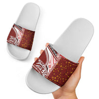 Tonga Language Week Slide Sandals Ngatu Pattern and Tongan Alphabet - Polynesian Pride