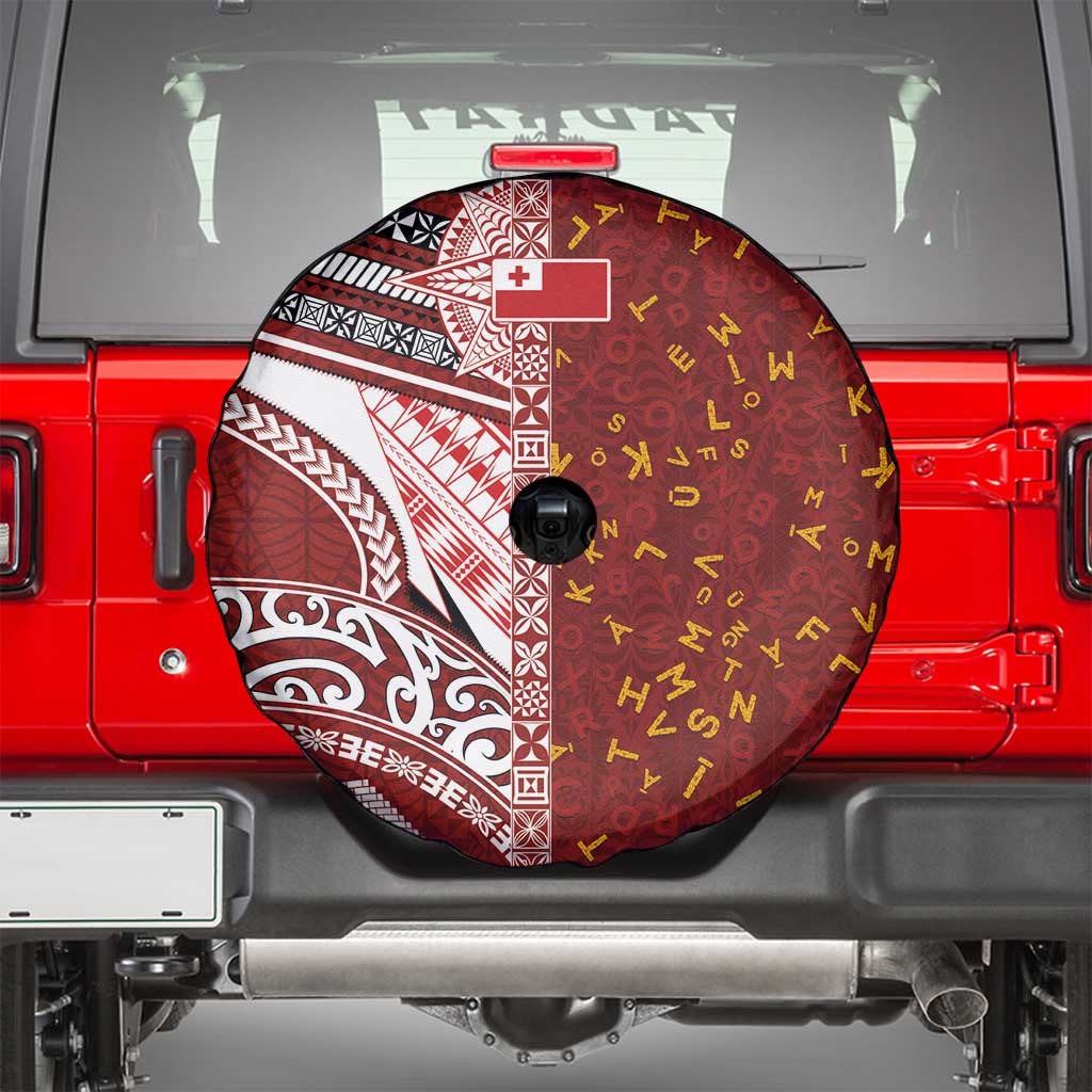 Tonga Language Week Spare Tire Cover Ngatu Pattern and Tongan Alphabet - Polynesian Pride