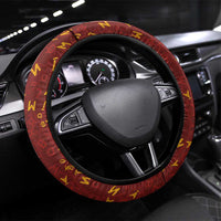 Tonga Language Week Steering Wheel Cover Ngatu Pattern and Tongan Alphabet LT03 Universal Fit Red - Polynesian Pride