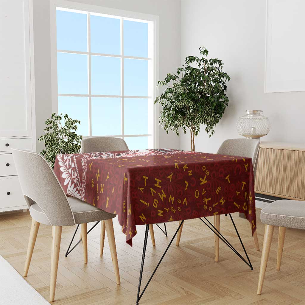 Tonga Language Week Tablecloth Ngatu Pattern and Tongan Alphabet LT03 - Polynesian Pride