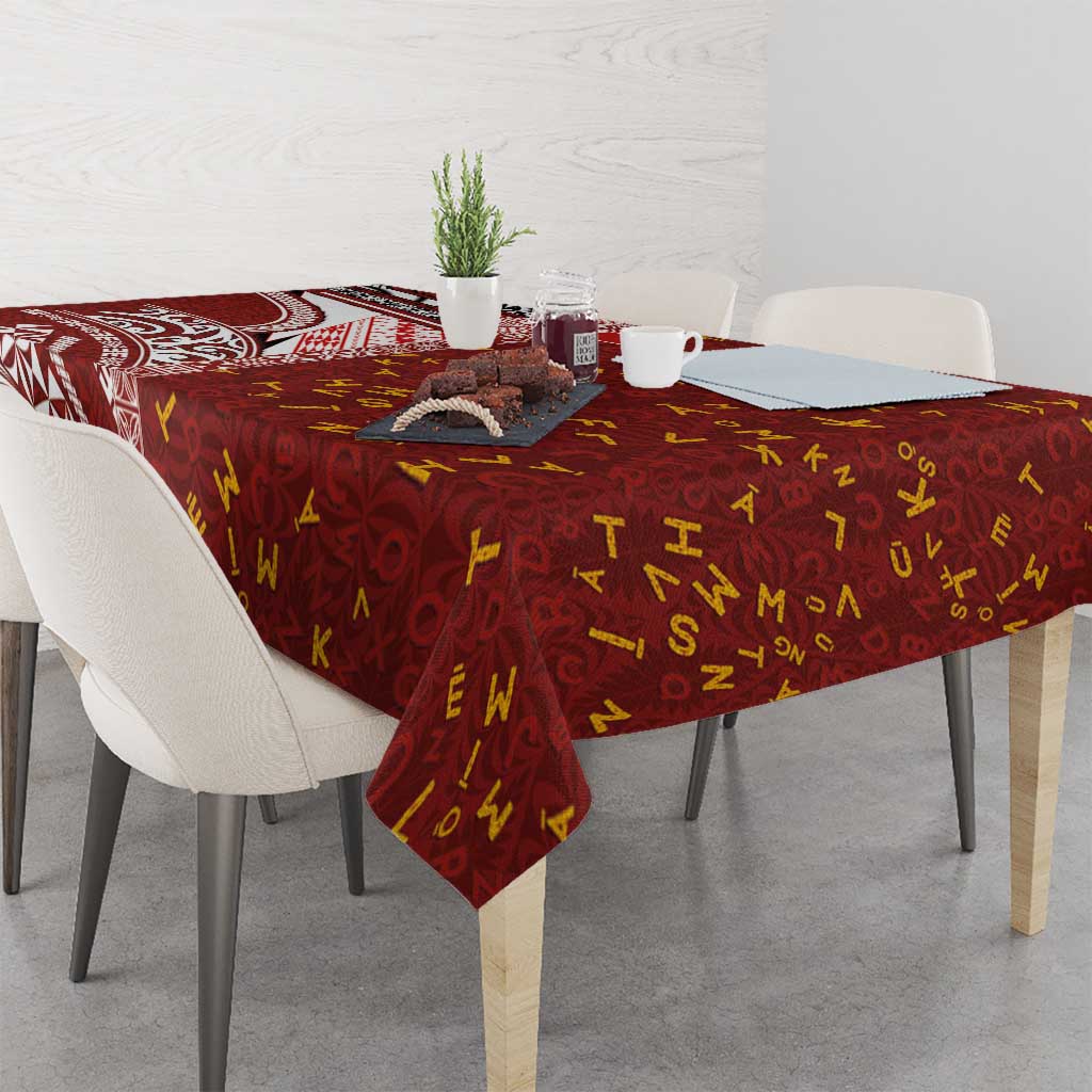 Tonga Language Week Tablecloth Ngatu Pattern and Tongan Alphabet LT03 - Polynesian Pride