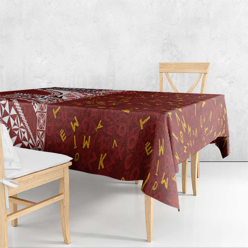 Tonga Language Week Tablecloth Ngatu Pattern and Tongan Alphabet LT03 - Polynesian Pride