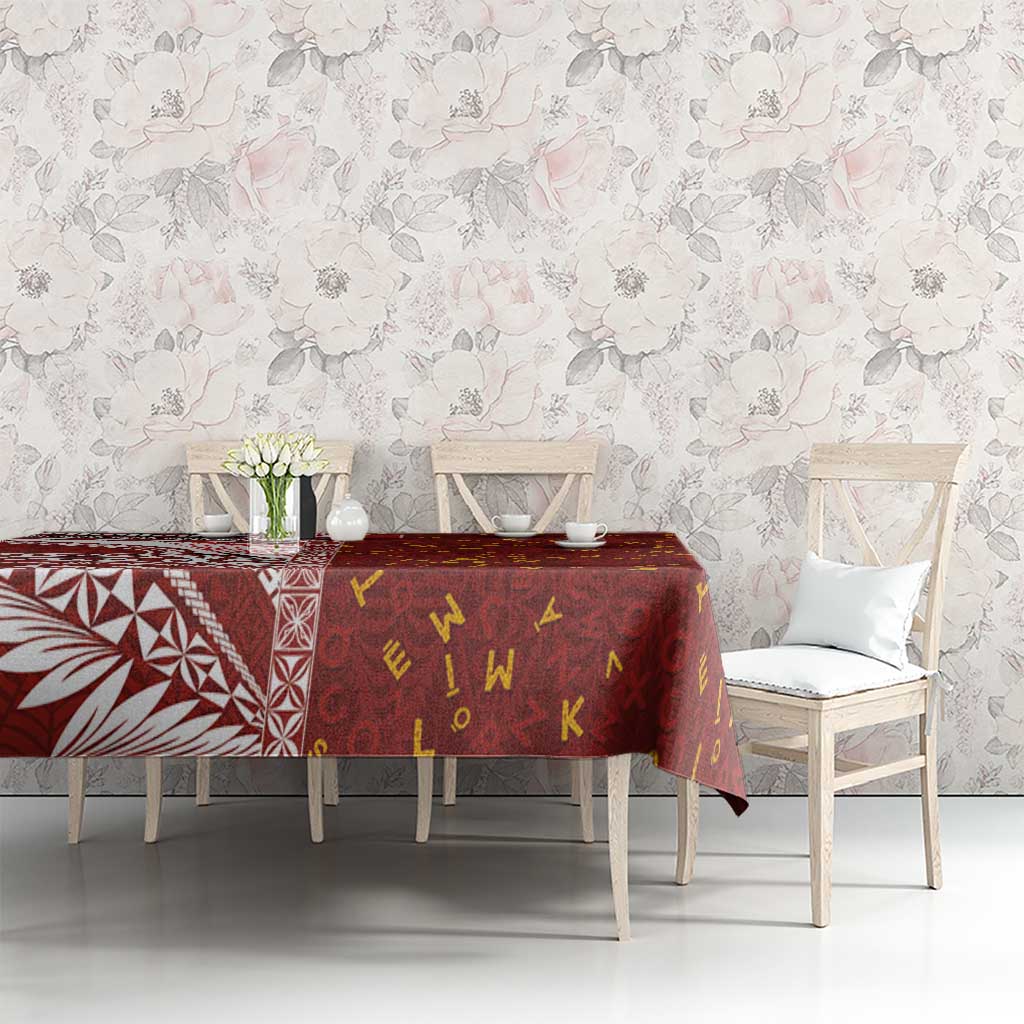 Tonga Language Week Tablecloth Ngatu Pattern and Tongan Alphabet LT03 - Polynesian Pride