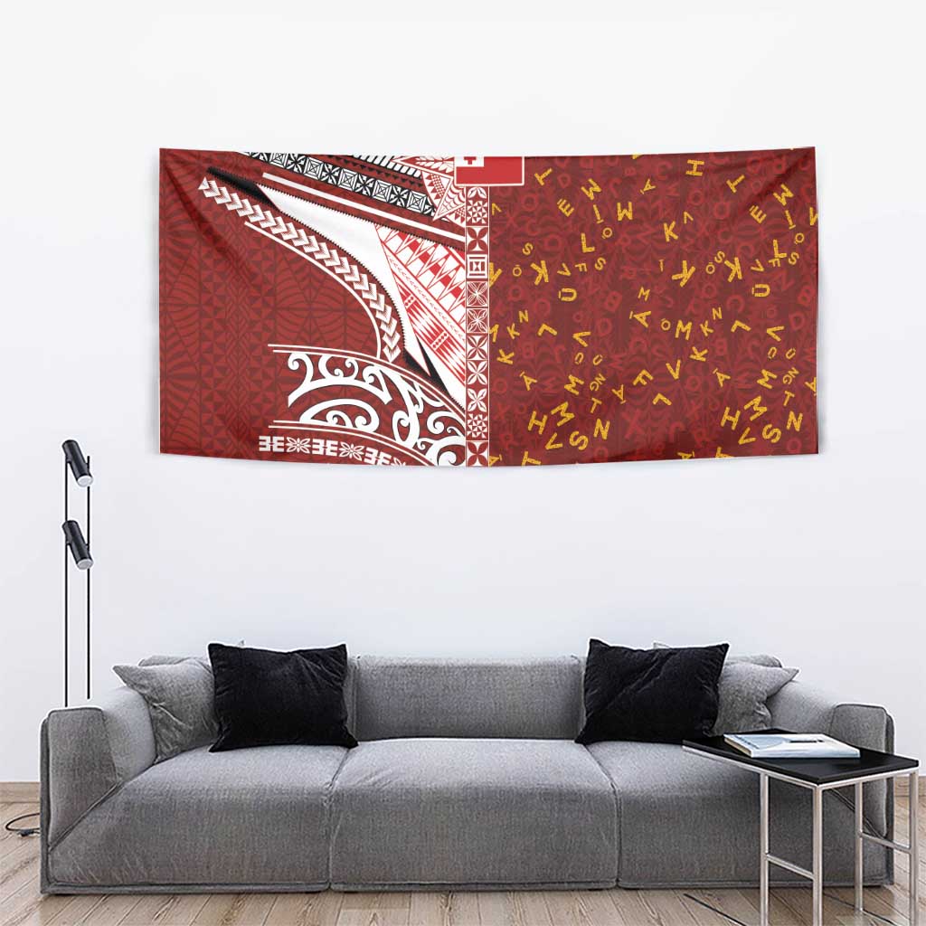 Tonga Language Week Tapestry Ngatu Pattern and Tongan Alphabet - Polynesian Pride