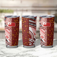 Tonga Language Week Tumbler Cup Ngatu Pattern and Tongan Alphabet - Polynesian Pride