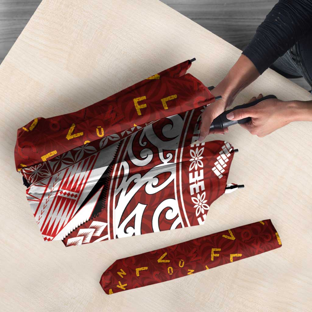 Tonga Language Week Umbrella Ngatu Pattern and Tongan Alphabet LT03 - Polynesian Pride