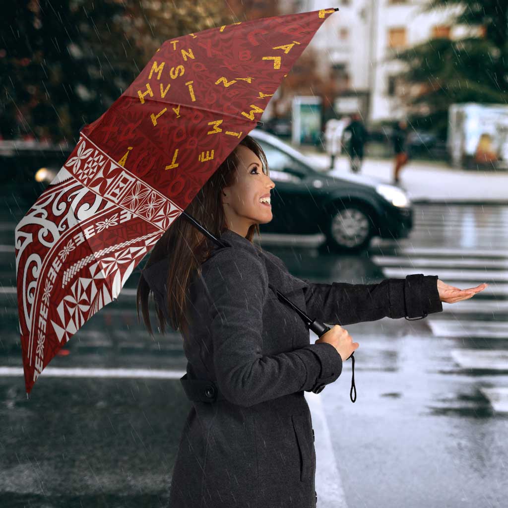 Tonga Language Week Umbrella Ngatu Pattern and Tongan Alphabet LT03 - Polynesian Pride