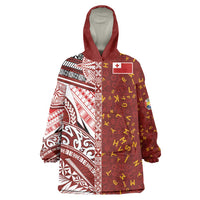 Tonga Language Week Wearable Blanket Hoodie Ngatu Pattern and Tongan Alphabet - Polynesian Pride