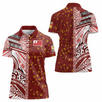 Tonga Language Week Women Polo Shirt Ngatu Pattern and Tongan Alphabet - Polynesian Pride