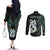 New Zealand Couples Matching Off The Shoulder Long Sleeve Dress and Long Sleeve Button Shirts Silver Fern and Manaia with Papua Shell Maori Tribal LT03 - Polynesian Pride