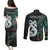 New Zealand Couples Matching Puletasi Dress and Long Sleeve Button Shirts Silver Fern and Manaia with Papua Shell Maori Tribal LT03 - Polynesian Pride