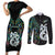 New Zealand Couples Matching Short Sleeve Bodycon Dress and Long Sleeve Button Shirts Silver Fern and Manaia with Papua Shell Maori Tribal LT03 White - Polynesian Pride