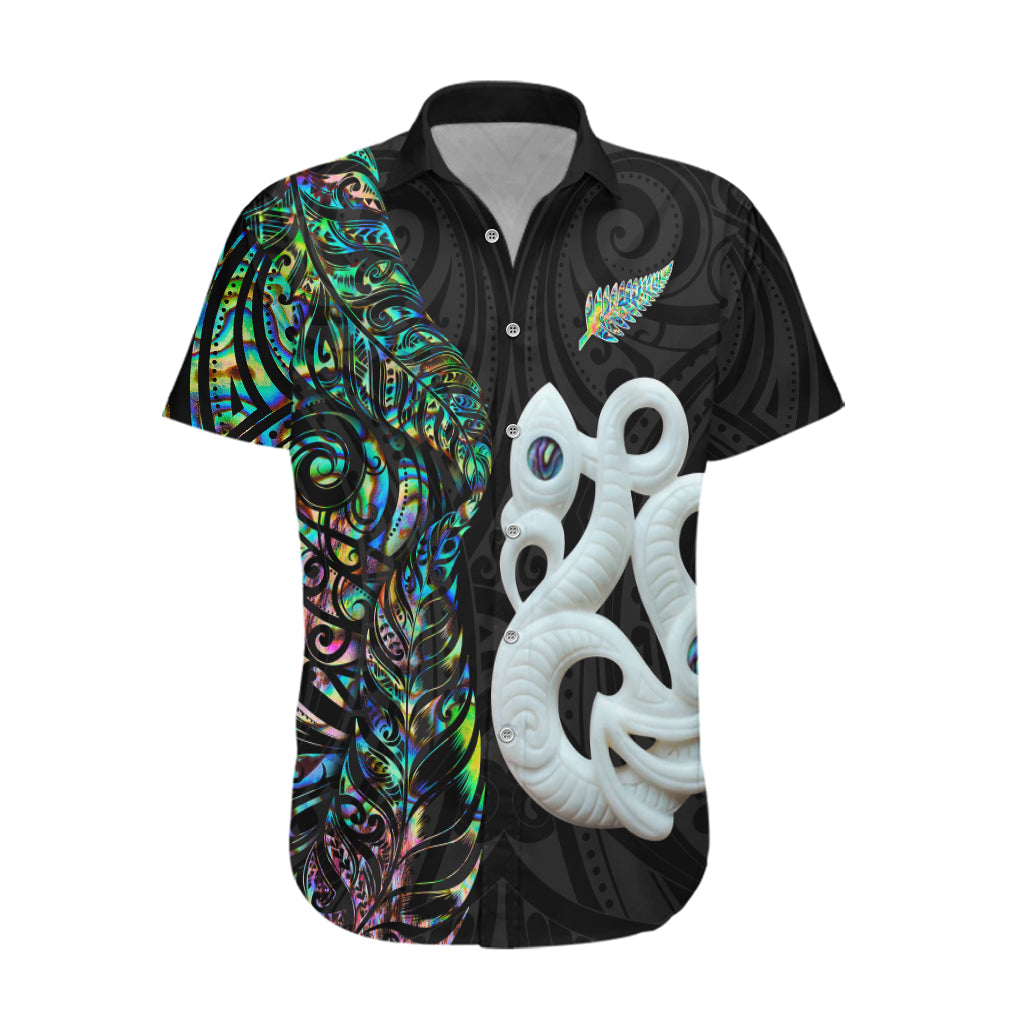 New Zealand Hawaiian Shirt Silver Fern and Manaia with Papua Shell Maori Tribal LT03 White - Polynesian Pride