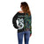 New Zealand Off Shoulder Sweater Silver Fern and Manaia with Papua Shell Maori Tribal LT03 - Polynesian Pride