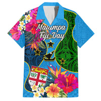 Personalised Malampa Fiji Day Kid Hawaiian Shirt Tropical Plants Mix Polynesian and Tapa Pattern LT03 Kid Blue - Polynesian Pride
