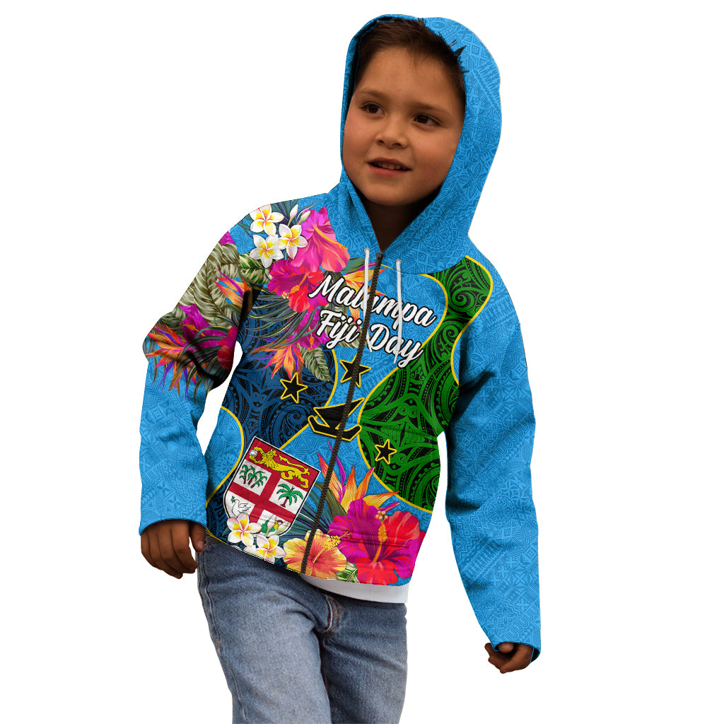 Personalised Malampa Fiji Day Kid Hoodie Tropical Plants Mix Polynesian and Tapa Pattern LT03 - Polynesian Pride