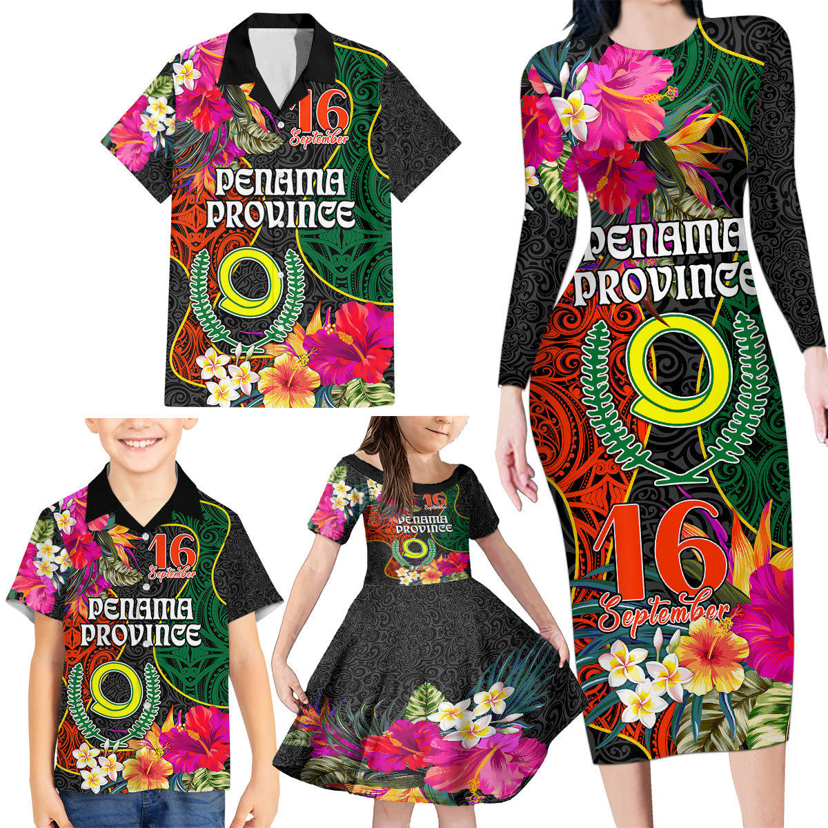 Penama Day Family Matching Long Sleeve Bodycon Dress and Hawaiian Shirt Proud To Be A Ni-Van Beauty Pacific Flower LT03 Black - Polynesian Pride