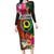 Penama Day Long Sleeve Bodycon Dress Proud To Be A Ni-Van Beauty Pacific Flower LT03 Long Dress Black - Polynesian Pride