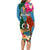 Sanma Day Long Sleeve Bodycon Dress Proud To Be A Ni-Van Beauty Pacific Flower LT03 - Polynesian Pride