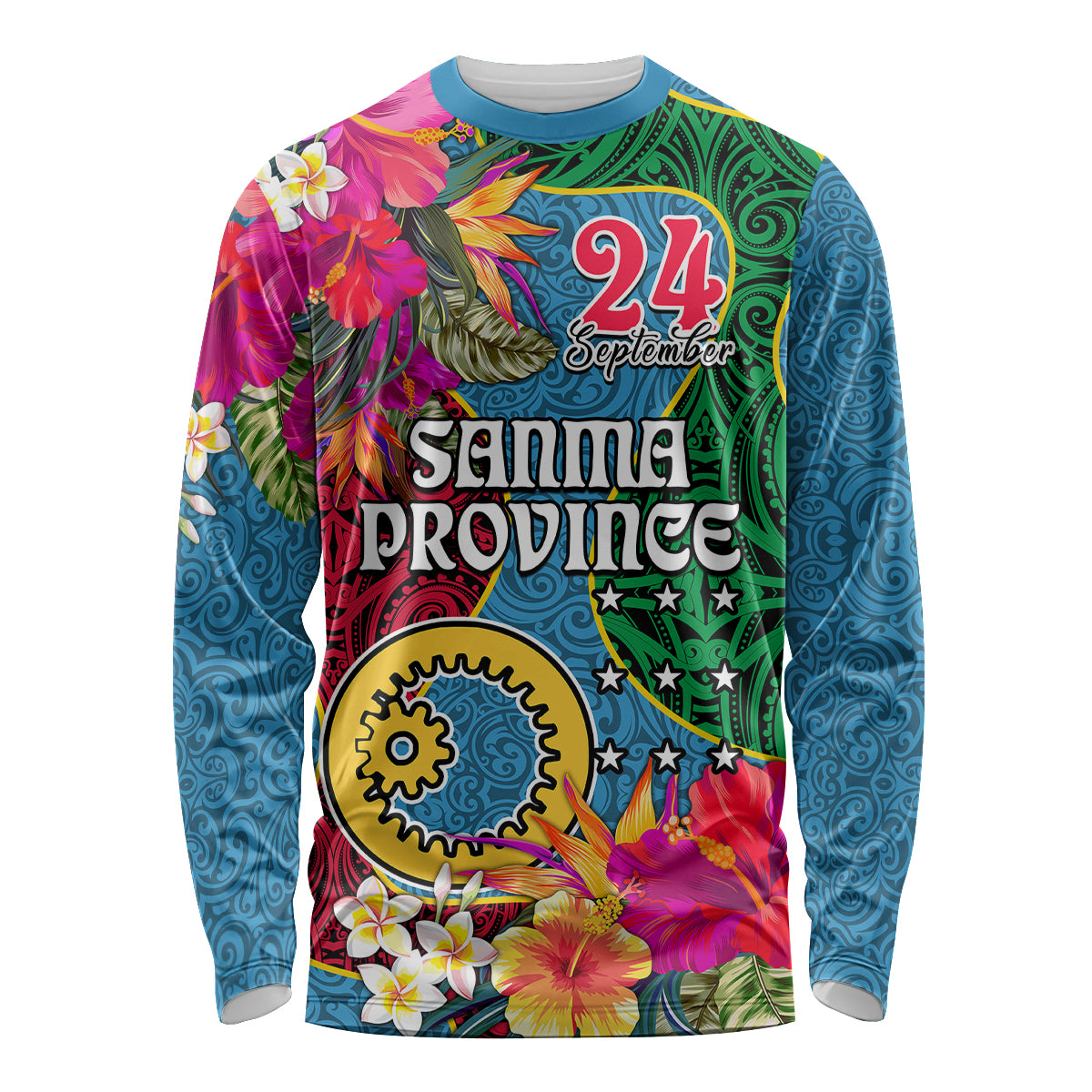 Sanma Day Long Sleeve Shirt Proud To Be A Ni-Van Beauty Pacific Flower LT03 Unisex Blue - Polynesian Pride