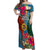 Sanma Day Off Shoulder Maxi Dress Proud To Be A Ni-Van Beauty Pacific Flower LT03 Women Blue - Polynesian Pride