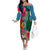 Sanma Day Off The Shoulder Long Sleeve Dress Proud To Be A Ni-Van Beauty Pacific Flower LT03 Women Blue - Polynesian Pride