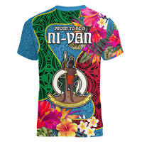 Sanma Day Women V Neck T Shirt Proud To Be A Ni-Van Beauty Pacific Flower LT03 - Polynesian Pride