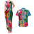 Personalised Sanma Day Couples Matching Tank Maxi Dress and Hawaiian Shirt Proud To Be A Ni-Van Beauty Pacific Flower LT03 Blue - Polynesian Pride