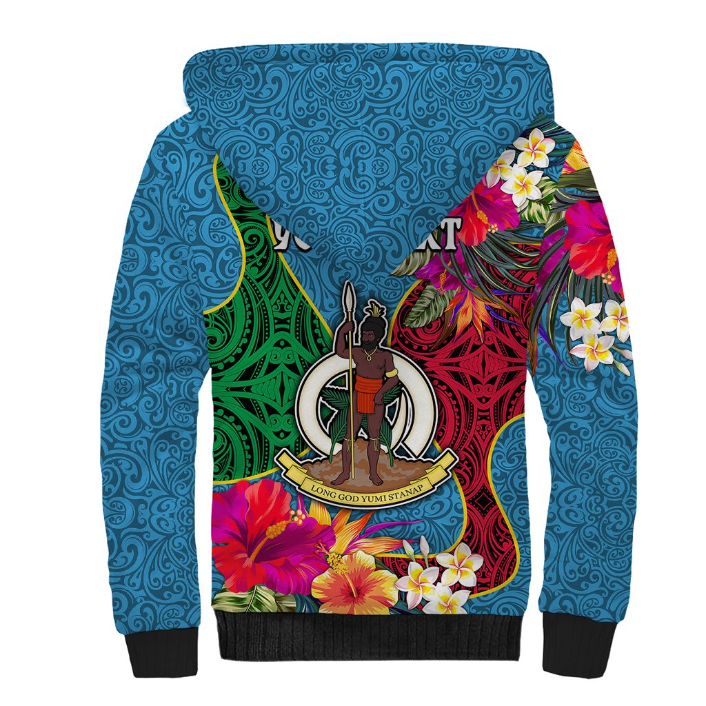Personalised Sanma Day Sherpa Hoodie Proud To Be A Ni-Van Beauty Pacific Flower LT03 - Polynesian Pride