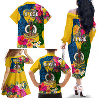 Malampa Day Family Matching Off Shoulder Long Sleeve Dress and Hawaiian Shirt Proud To Be A Ni-Van Beauty Pacific Flower LT03 - Polynesian Pride