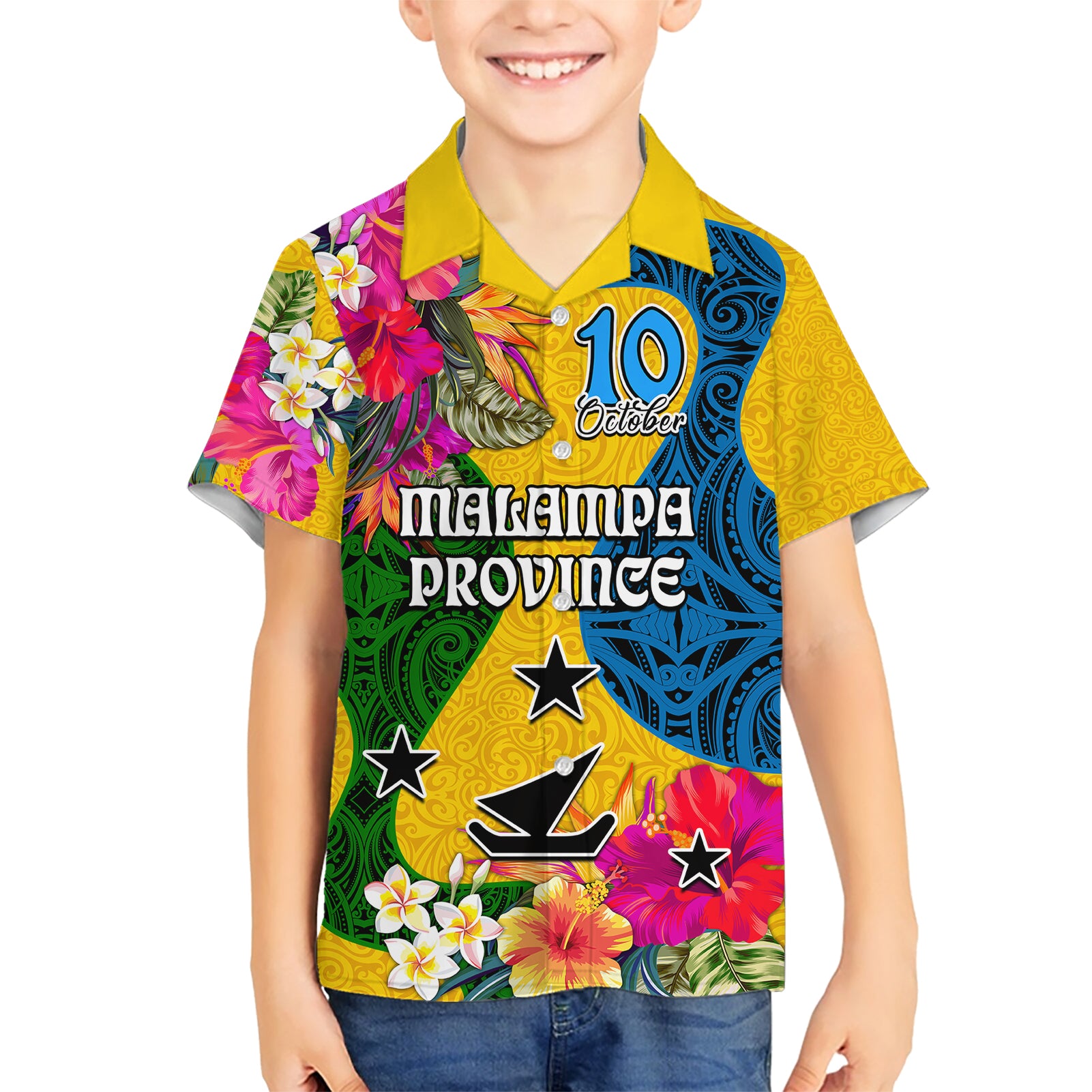 Malampa Day Kid Hawaiian Shirt Proud To Be A Ni-Van Beauty Pacific Flower LT03 Kid Yellow - Polynesian Pride