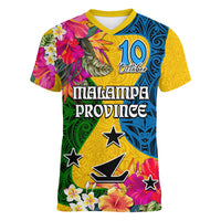Malampa Day Women V Neck T Shirt Proud To Be A Ni-Van Beauty Pacific Flower LT03 Female Yellow - Polynesian Pride