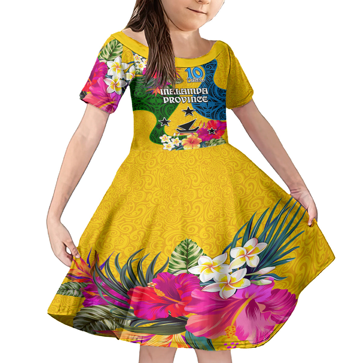 Personalised Malampa Day Family Matching Off Shoulder Maxi Dress and Hawaiian Shirt Proud To Be A Ni-Van Beauty Pacific Flower LT03 - Polynesian Pride