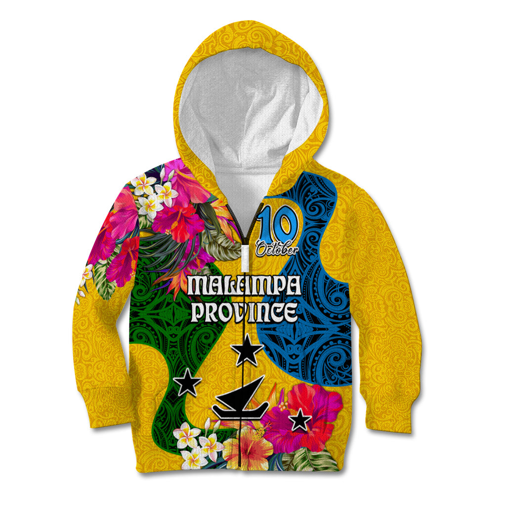 Personalised Malampa Day Kid Hoodie Proud To Be A Ni-Van Beauty Pacific Flower LT03 Zip Hoodie Yellow - Polynesian Pride