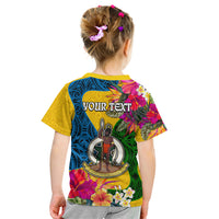 Personalised Malampa Day Kid T Shirt Proud To Be A Ni-Van Beauty Pacific Flower LT03 - Polynesian Pride