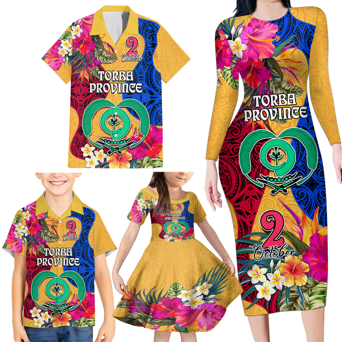 Torba Day Family Matching Long Sleeve Bodycon Dress and Hawaiian Shirt Proud To Be A Ni-Van Beauty Pacific Flower LT03 Yellow - Polynesian Pride