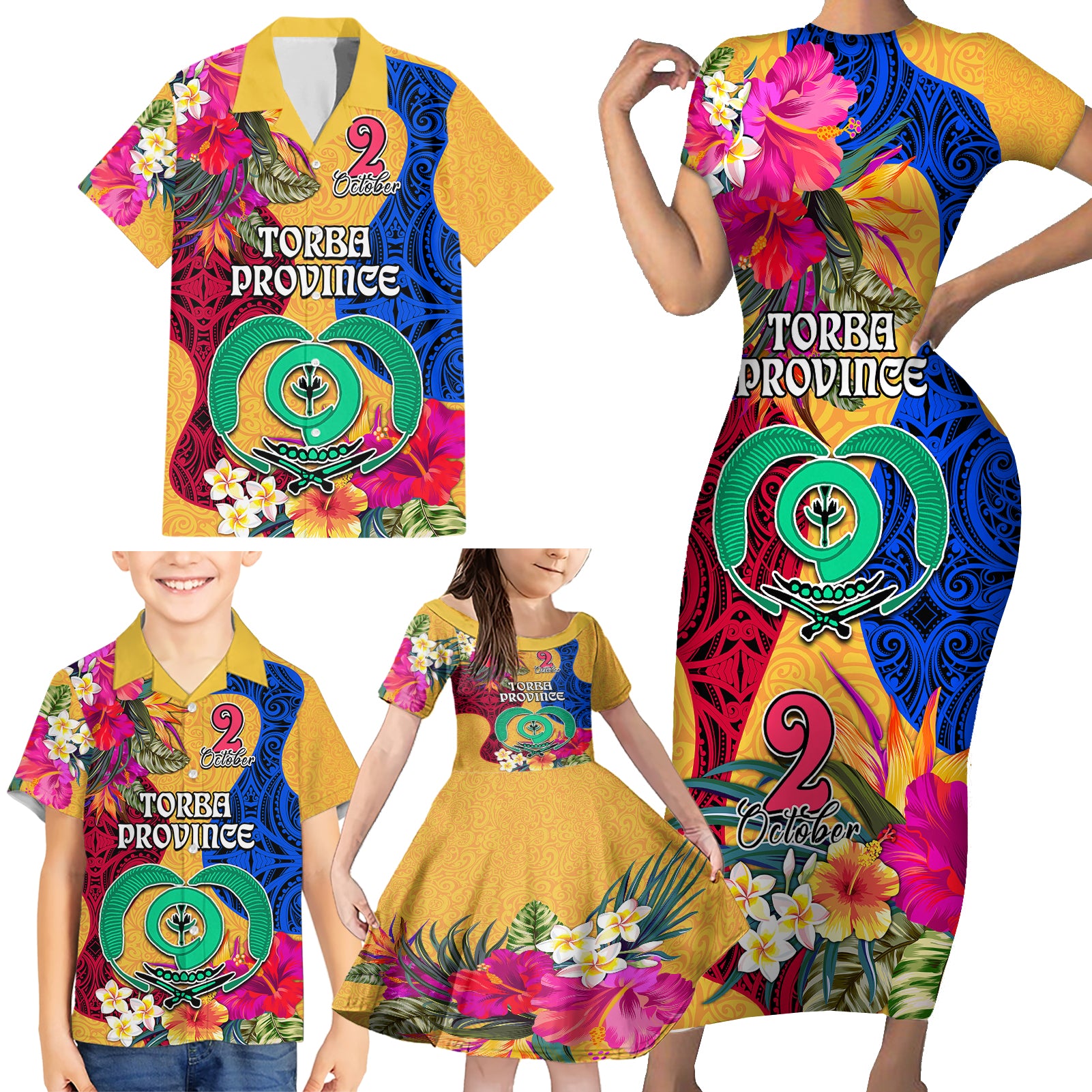 Torba Day Family Matching Short Sleeve Bodycon Dress and Hawaiian Shirt Proud To Be A Ni-Van Beauty Pacific Flower LT03 Yellow - Polynesian Pride