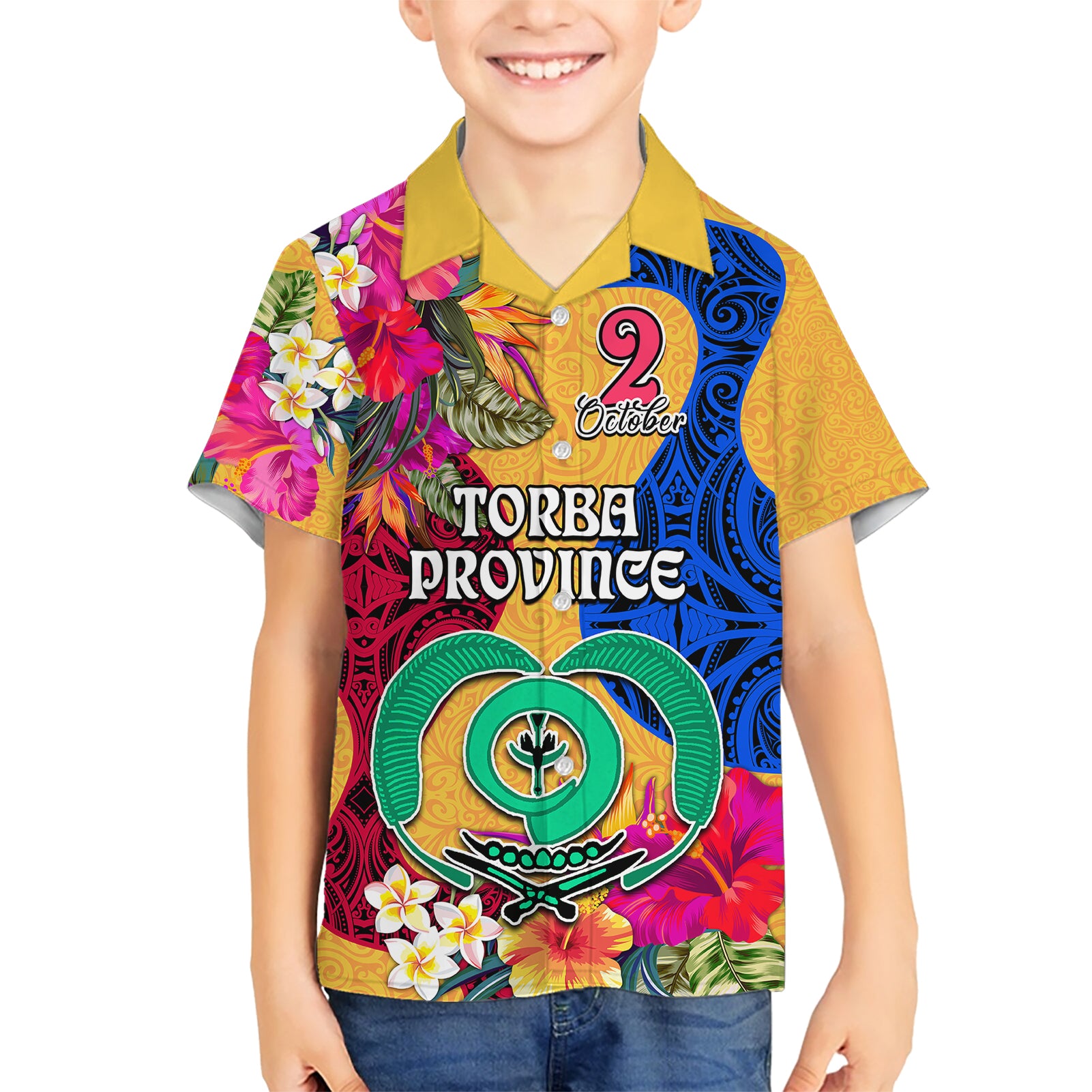 Torba Day Kid Hawaiian Shirt Proud To Be A Ni-Van Beauty Pacific Flower LT03 Kid Yellow - Polynesian Pride
