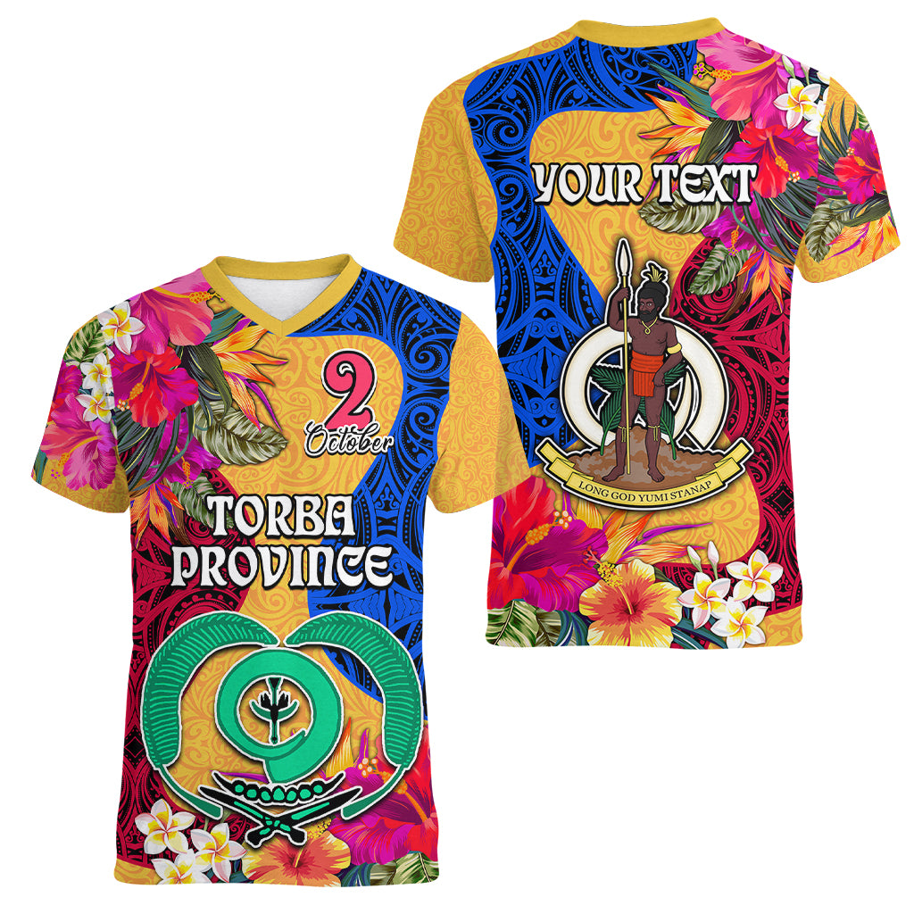 Personalised Torba Day Women V Neck T Shirt Proud To Be A Ni-Van Beauty Pacific Flower LT03 - Polynesian Pride