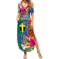 Tafea Day Family Matching Summer Maxi Dress and Hawaiian Shirt Proud To Be A Ni-Van Beauty Pacific Flower LT03 - Polynesian Pride