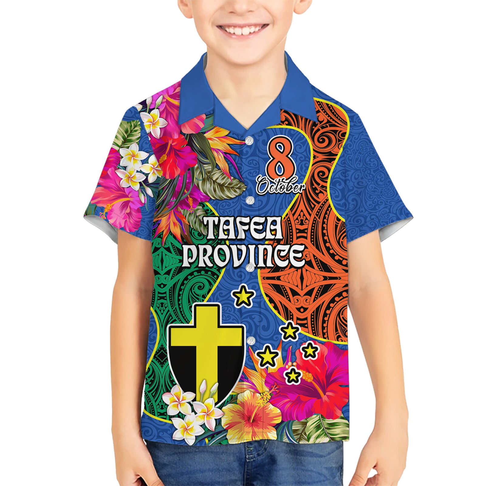 Tafea Day Kid Hawaiian Shirt Proud To Be A Ni-Van Beauty Pacific Flower LT03 Kid Blue - Polynesian Pride