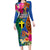 Tafea Day Long Sleeve Bodycon Dress Proud To Be A Ni-Van Beauty Pacific Flower LT03 Long Dress Blue - Polynesian Pride