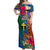 Tafea Day Off Shoulder Maxi Dress Proud To Be A Ni-Van Beauty Pacific Flower LT03 Women Blue - Polynesian Pride