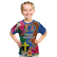 Personalised Tafea Day Kid T Shirt Proud To Be A Ni-Van Beauty Pacific Flower LT03 Blue - Polynesian Pride