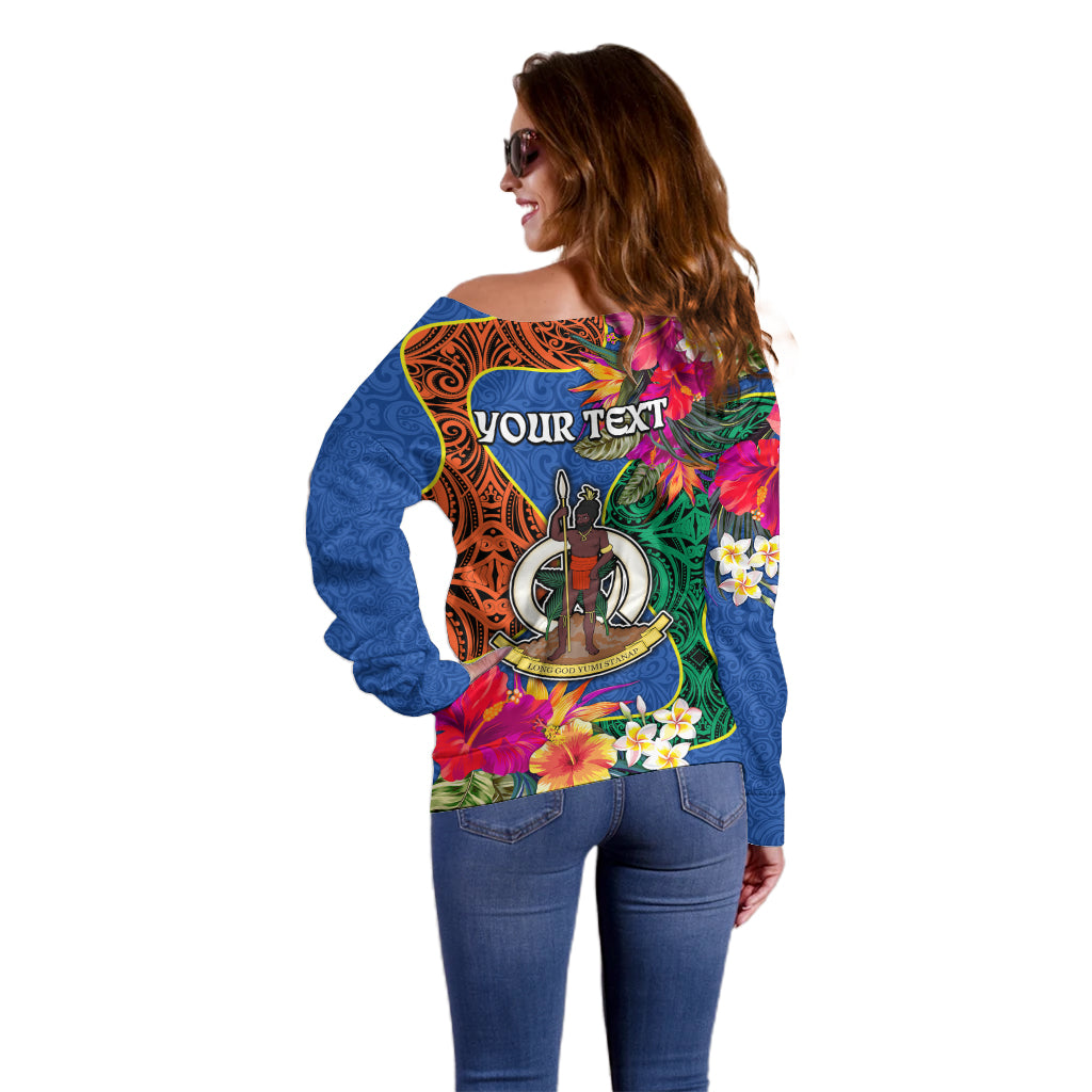 Personalised Tafea Day Off Shoulder Sweater Proud To Be A Ni-Van Beauty Pacific Flower LT03 - Polynesian Pride