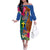 Personalised Tafea Day Off The Shoulder Long Sleeve Dress Proud To Be A Ni-Van Beauty Pacific Flower LT03 Women Blue - Polynesian Pride